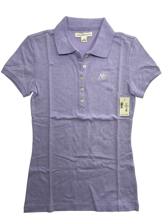Aeropostale Tops - Aeropostale Lavender Polo Casual Shirt A87 Logo Cotton Blend Women's Sz XS NWT